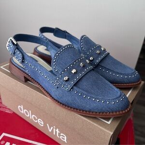 Dolce Vita Blue Studded Loafers